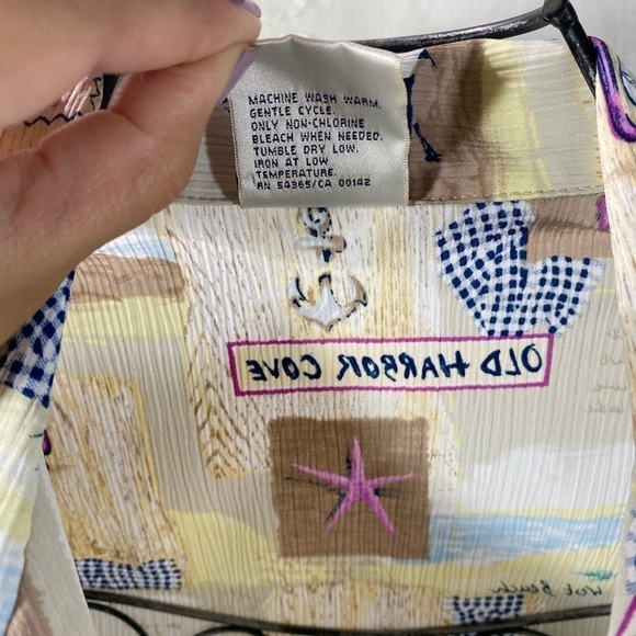 Vintage Allison Daley beach themed button up size 6 - Picture 2 of 8